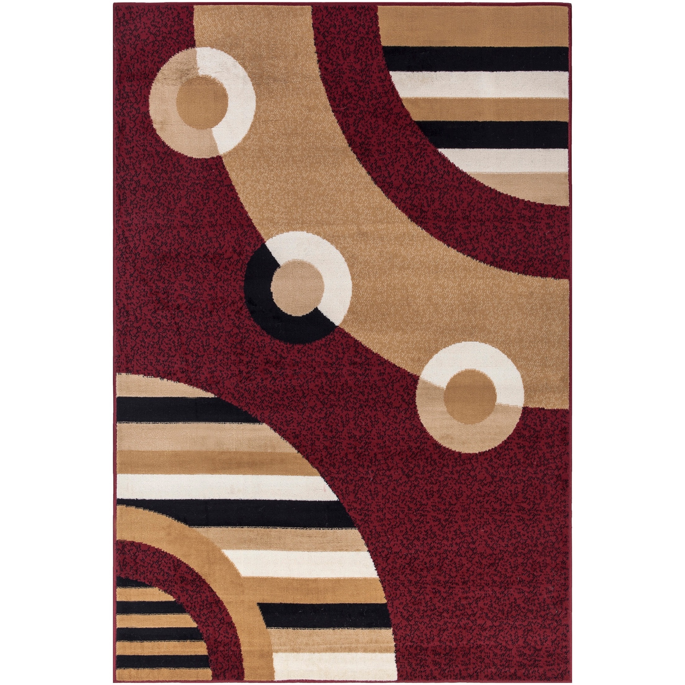 Paterson Circles Dark Red Area Rug (5 X 7)