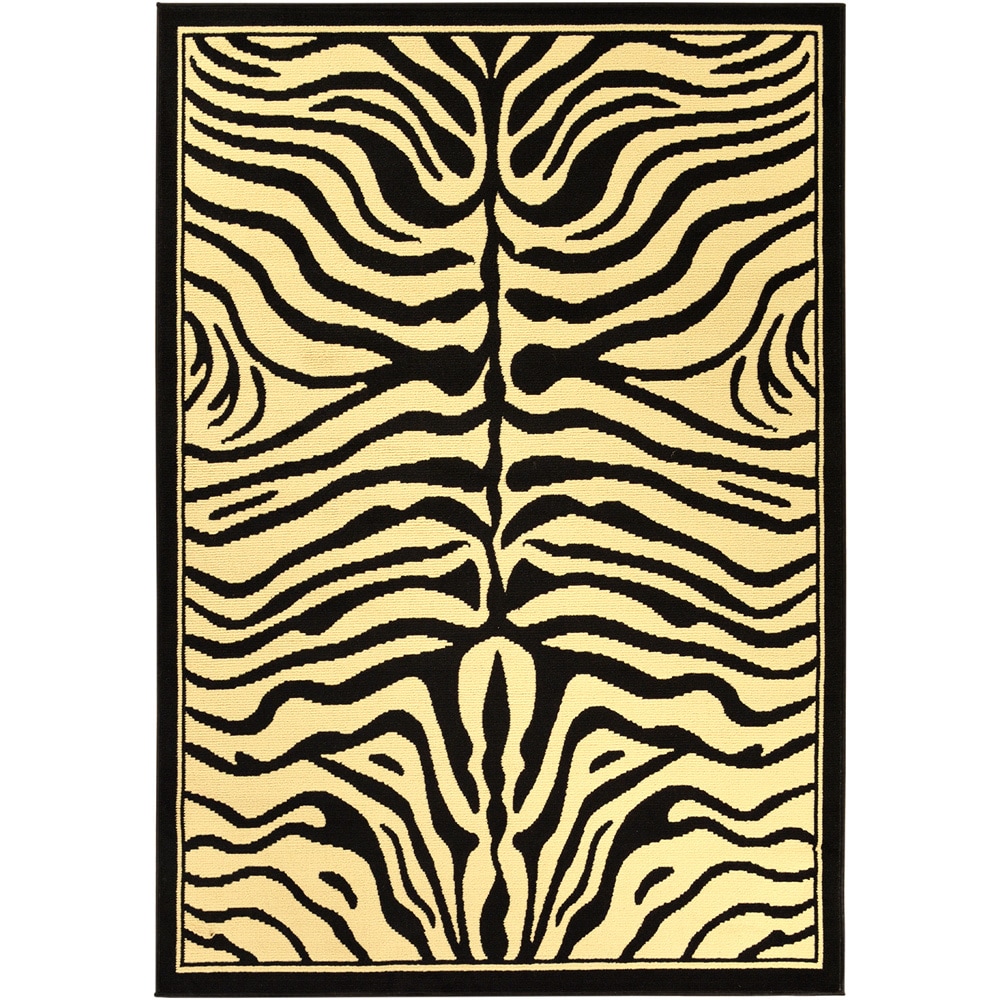 Paterson Zebra Animal Print Black Area Rug (5 X 7)
