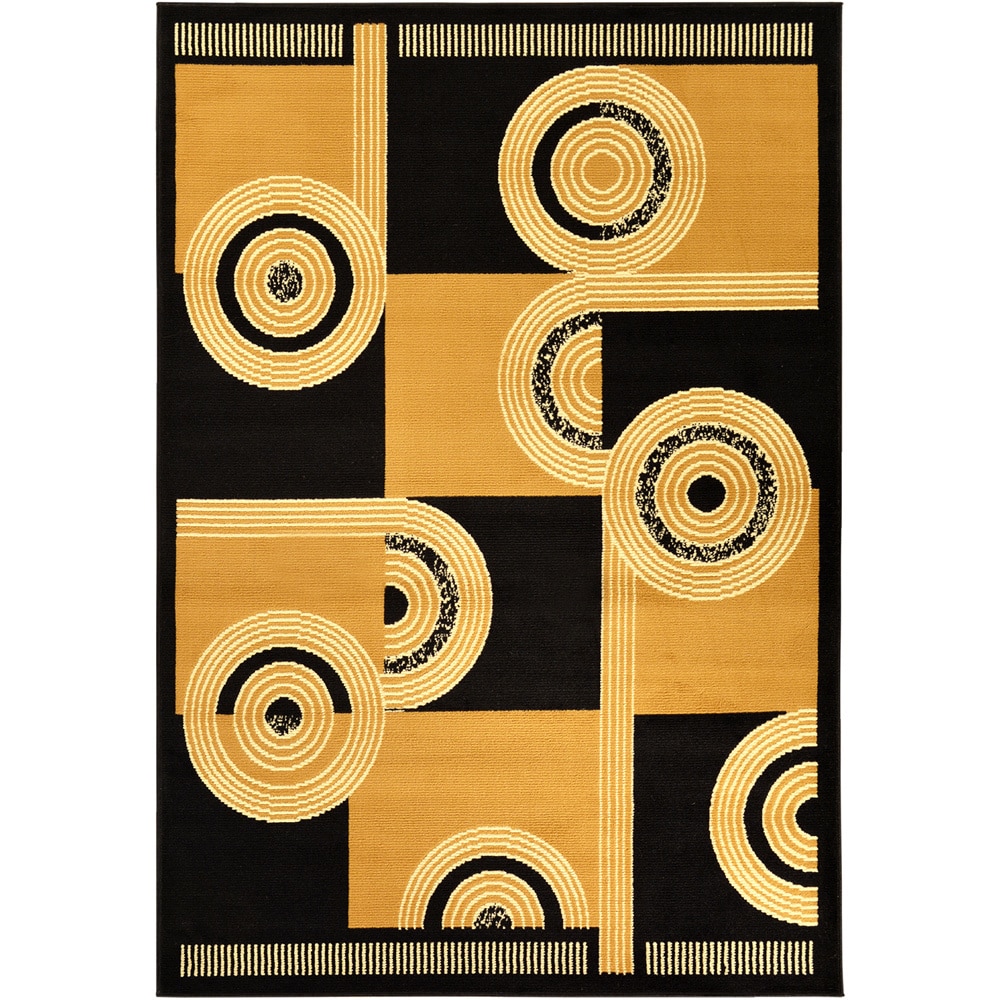 Paterson Abstract Black/ Gold Area Rug (5 X 7)