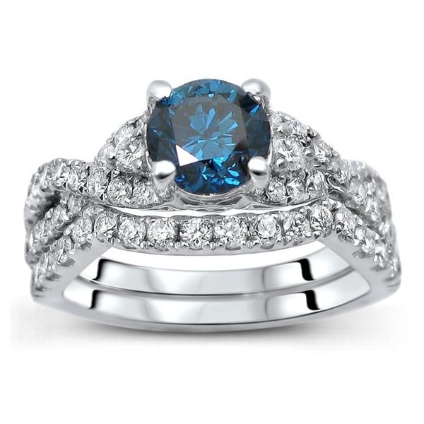 Shop Noori 18K White Gold 1 1/2ct TDW Certified Blue Diamond 2-piece ...