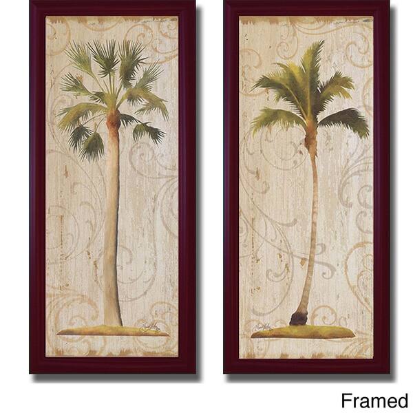 Elizabeth Medley 'Palm Swirls I and II' 2piece Canvas Art Set Bed