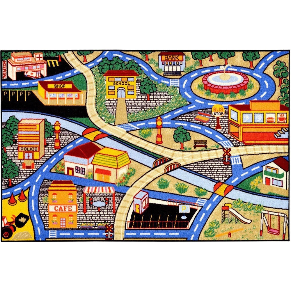 Childrens City Streets Design Multicolor Area Rug (33 X 5)