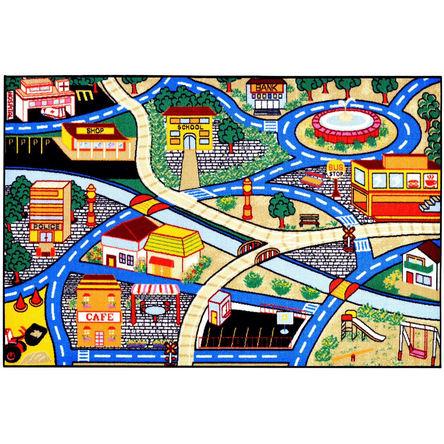 Childrens City Streets Design Multicolor Area Rug (5 X 66)