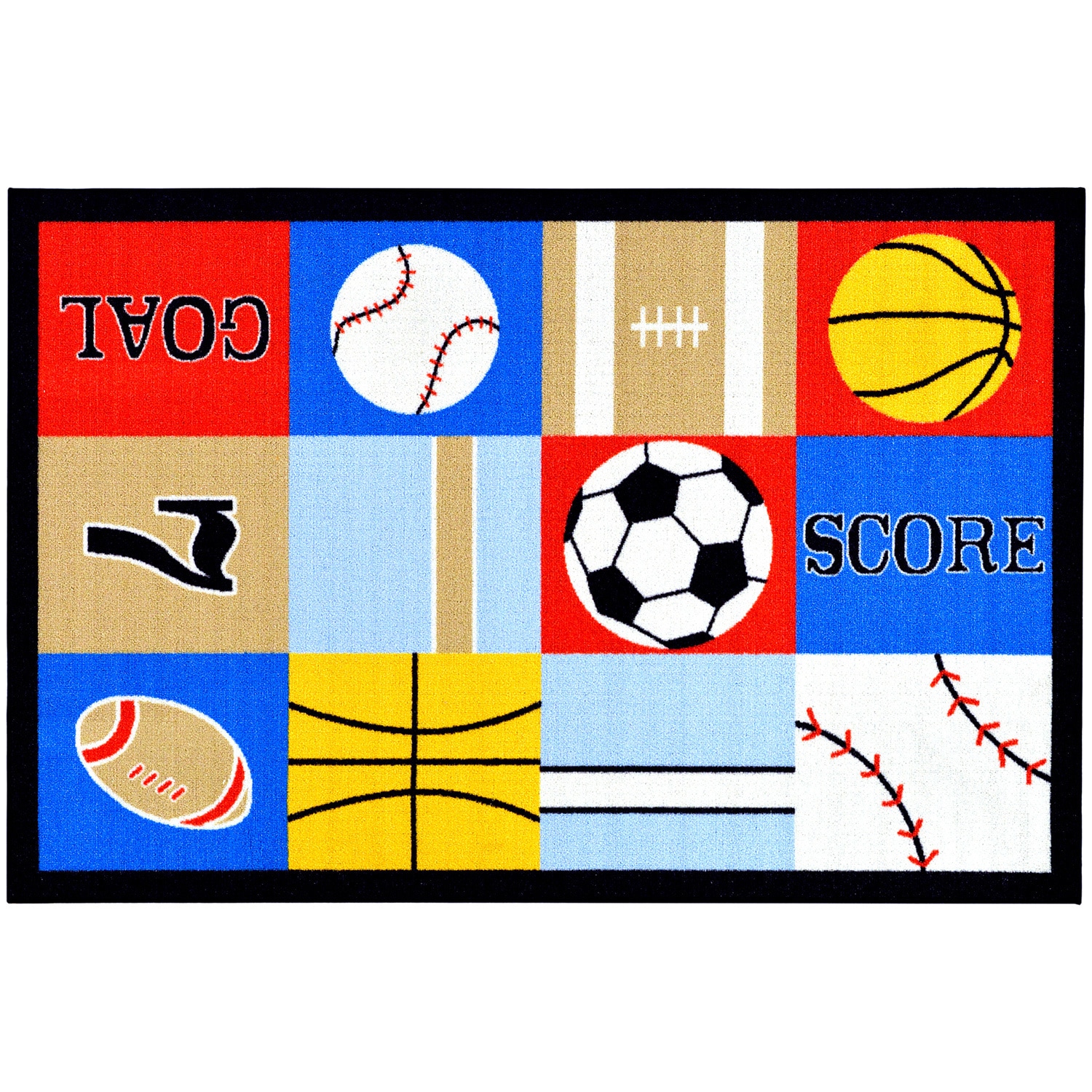 Childrens Sports Design Multicolor Area Rug (5 X 66)