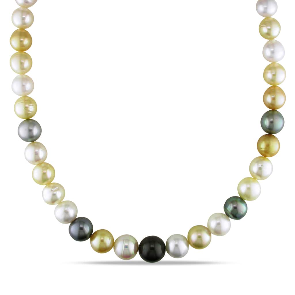 Miadora Signature Collection 14k Yellow Gold South Sea and 9-11mm Tahitian Pearl Necklace - 18in