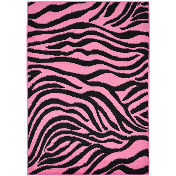 Ottomanson Pink Animal Print Zebra Design Area Rug (33 x 5