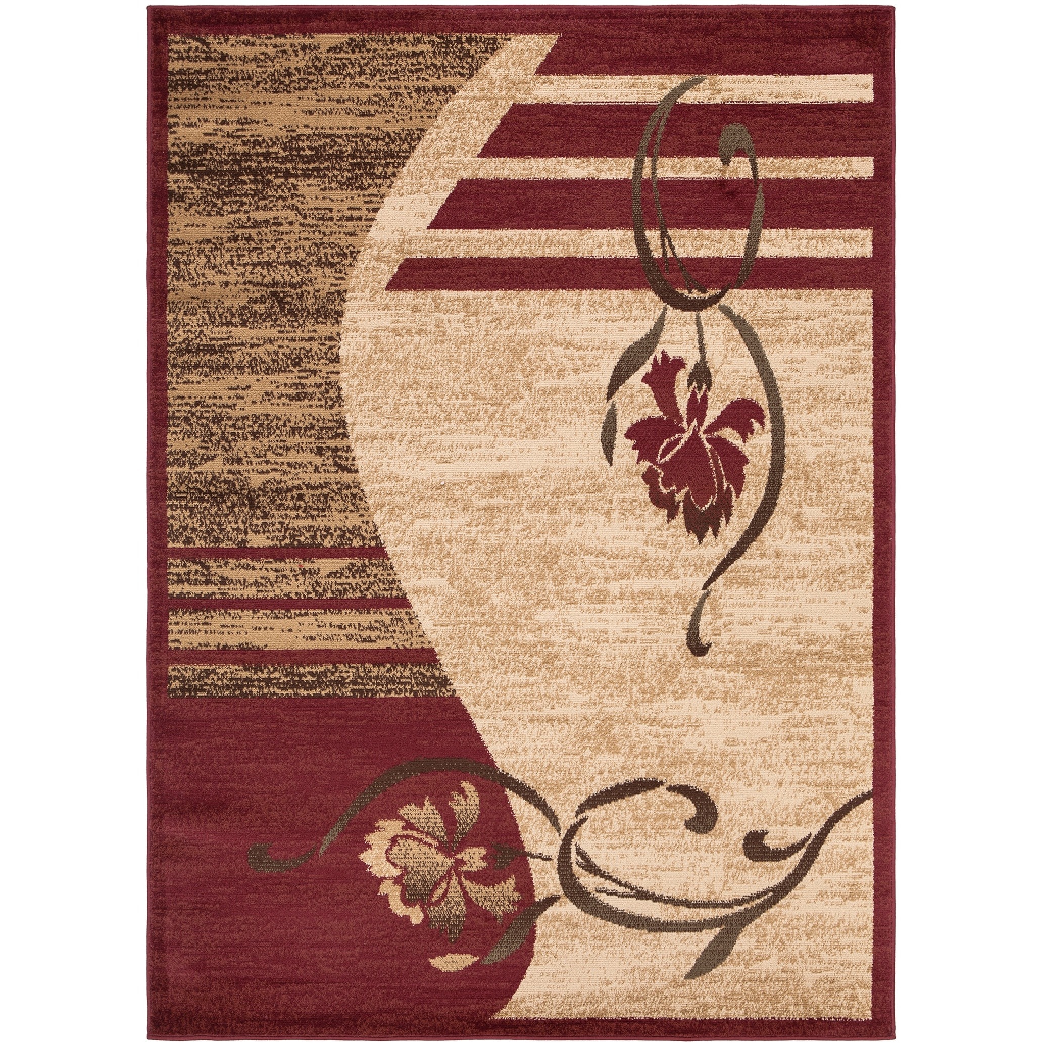 Contemporary Floral Beige Area Rug (710 X 910)