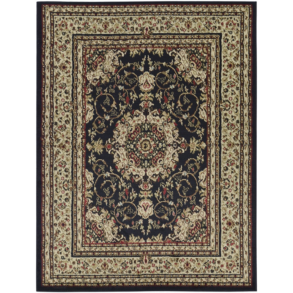 Oriental Medallion Black Area Rug (710 X 910)