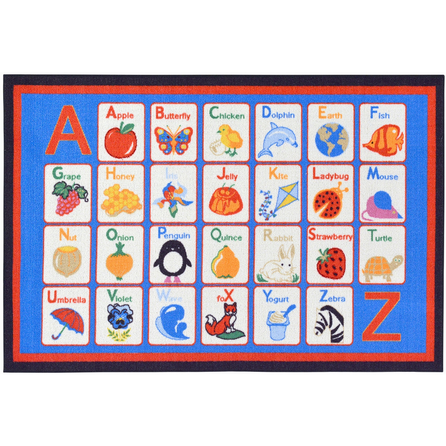 Childrens Alphabet Design Blue Area Rug (33 X 5)