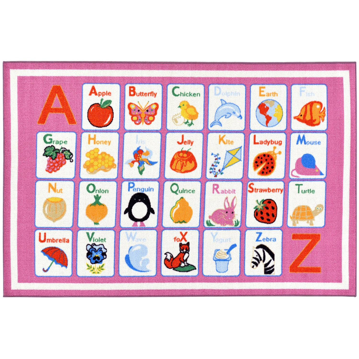 Childrens Alphabet Design Pink Area Rug (5 X 66)