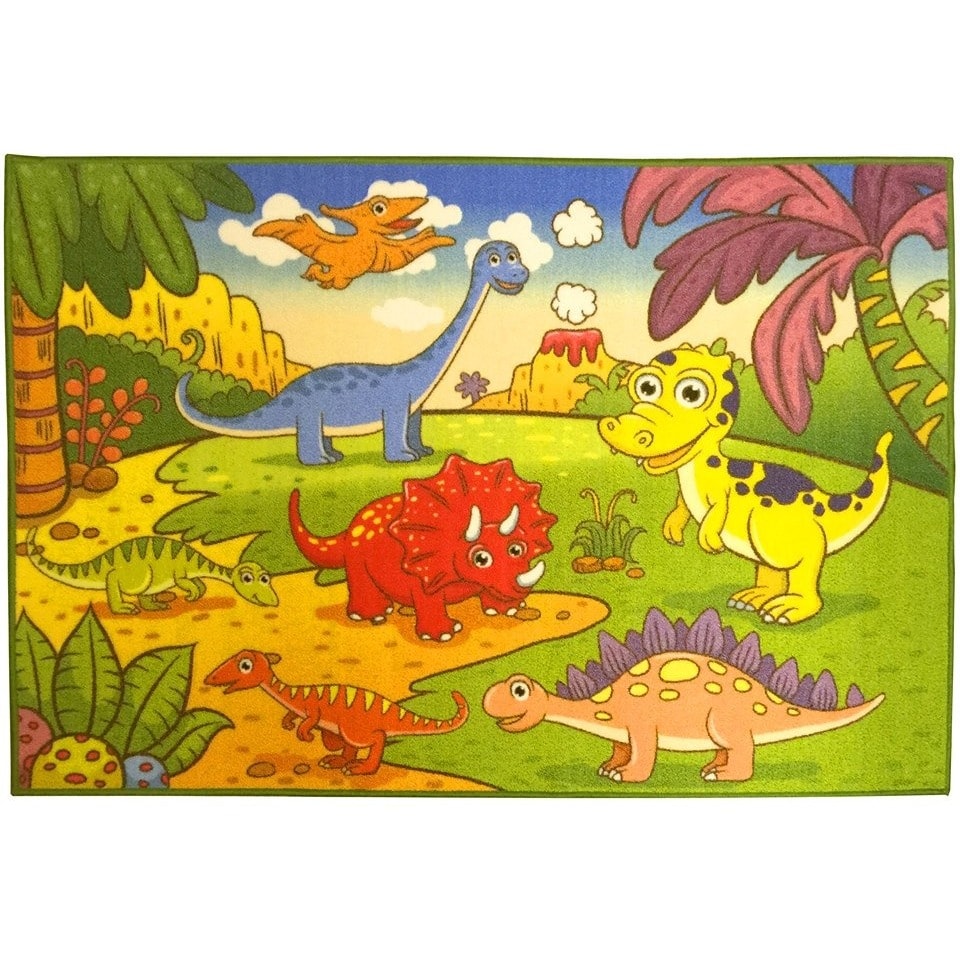 Childrens Dinosaurs Design Multicolor Area Rug (5 X 66)