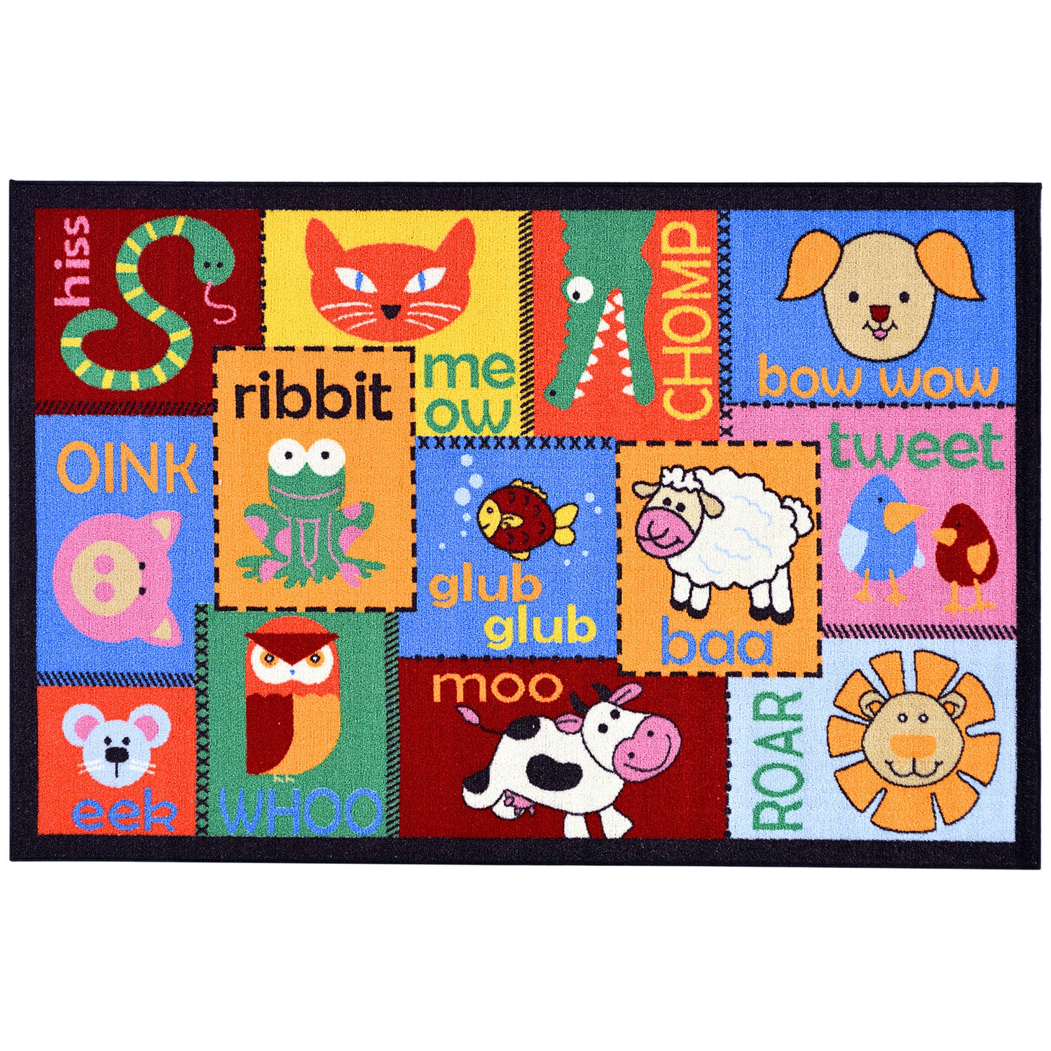 Childrens Animal Design Multicolor Area Rug (33 X 5)
