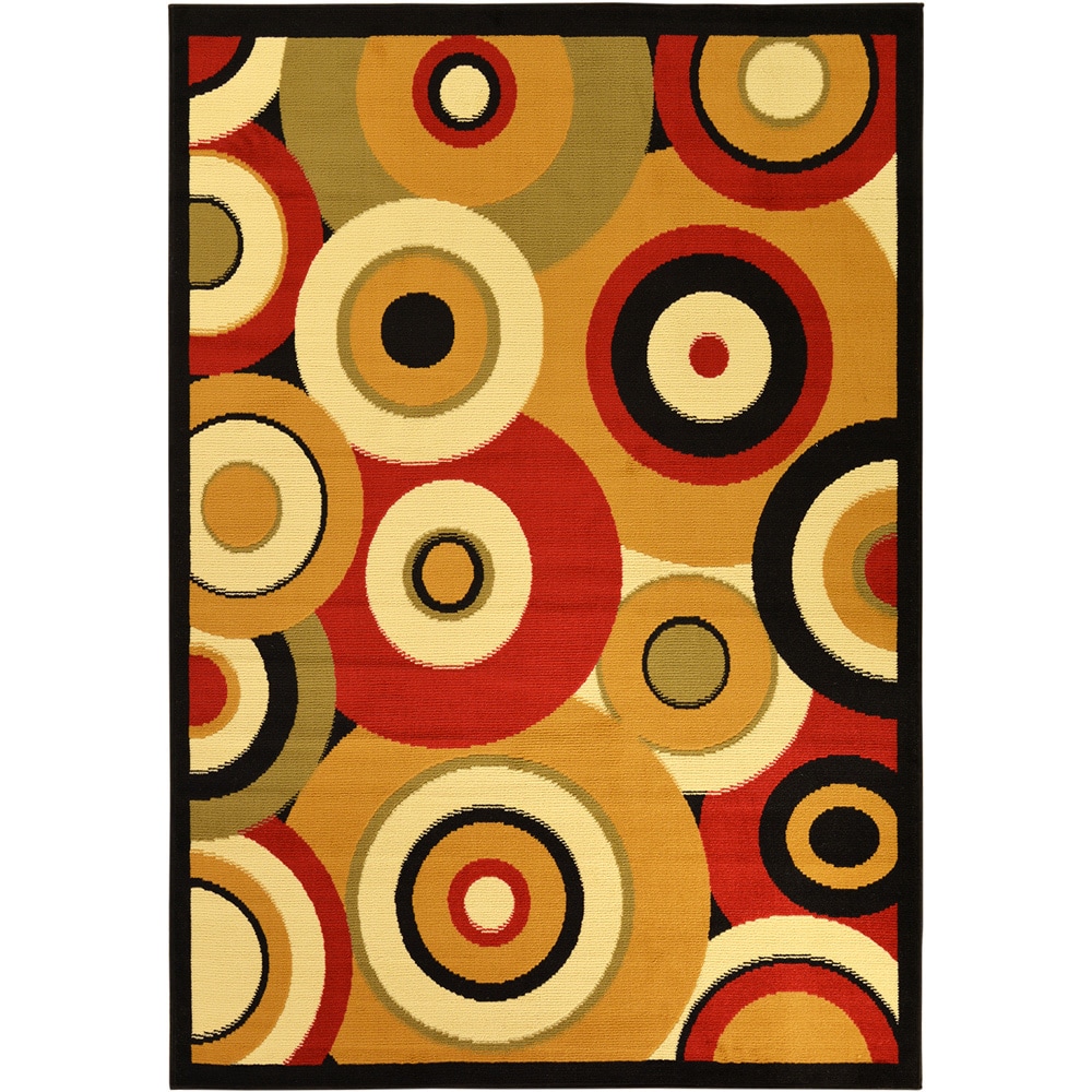 Multi Color Contemporary Circles Area Rug (5 X 7)