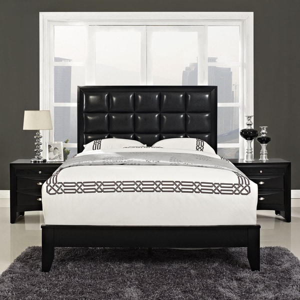 Modern Black Leather Headboard Lola 3 Piece Bedroom Set Modway Bedroom Sets