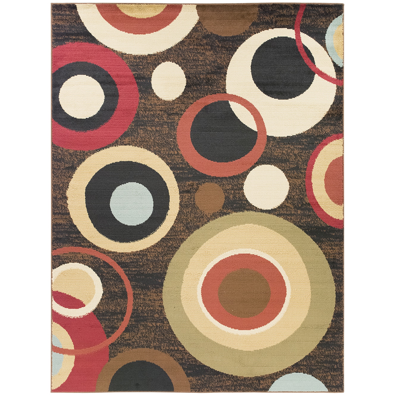 Contemporary Circles Black Area Rug (710 X 910)