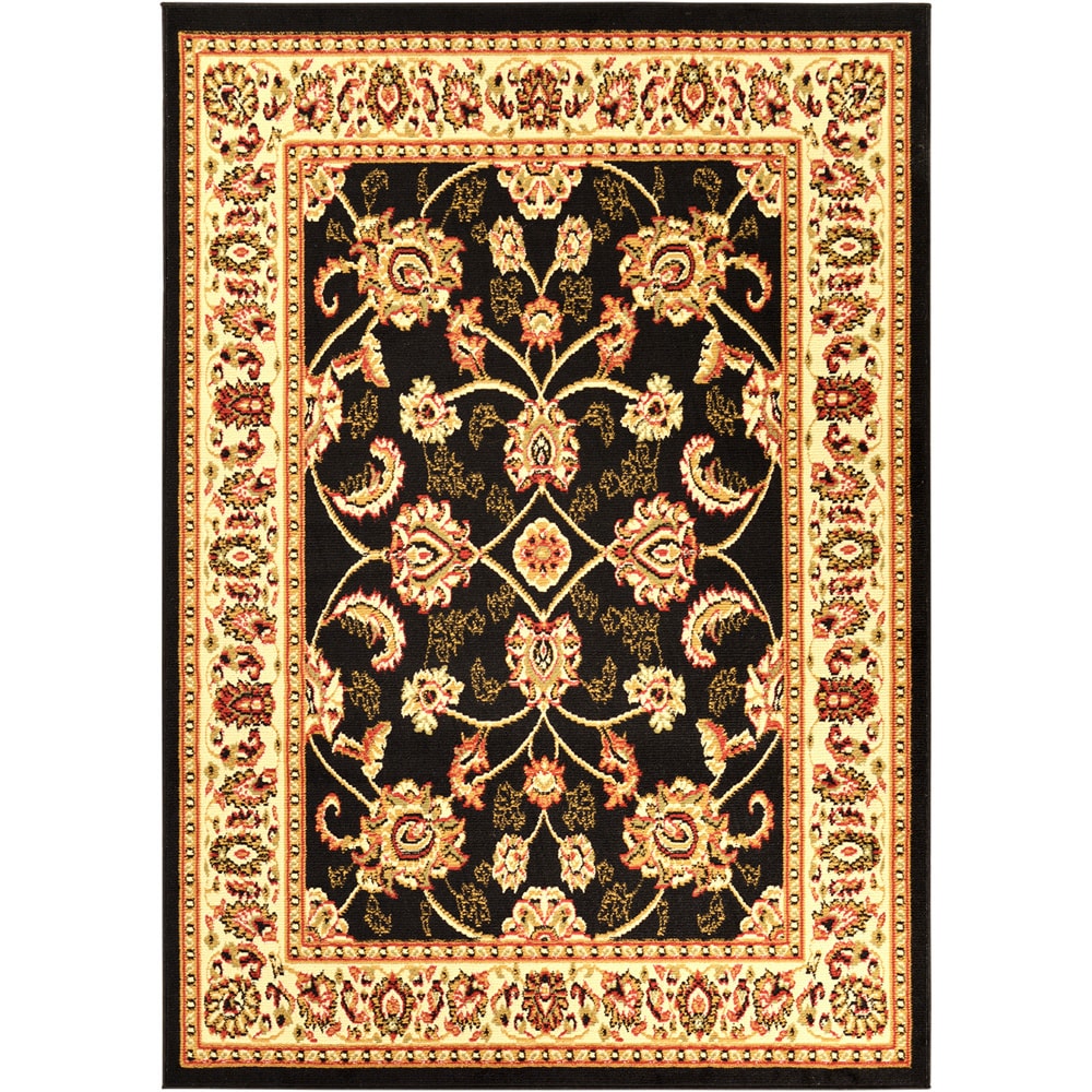 Black Traditional Oriental Area Rug (5 X 7)