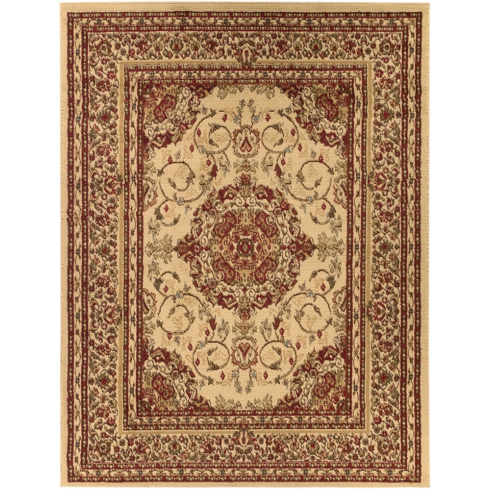 Oriental Medallion Beige Area Rug (53 X 7)