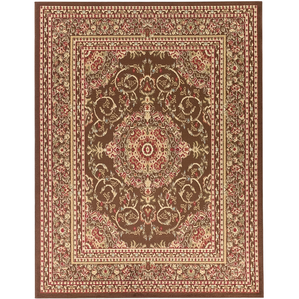 Oriental Medallion Brown Area Rug (53 X 7)