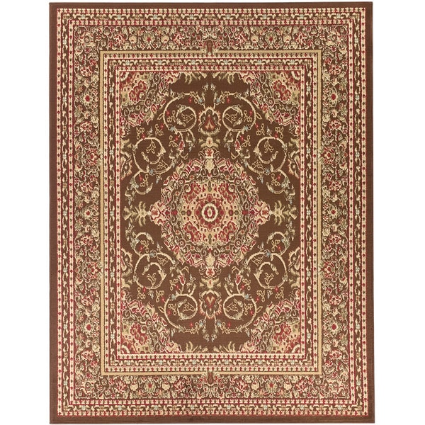 Oriental Medallion Brown Area Rug (5'3 x 7') 5x8   6x9 Rugs