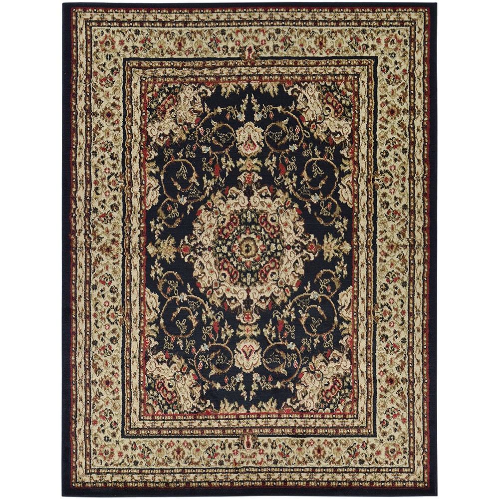 Oriental Medallion Black Area Rug (53 X 7)