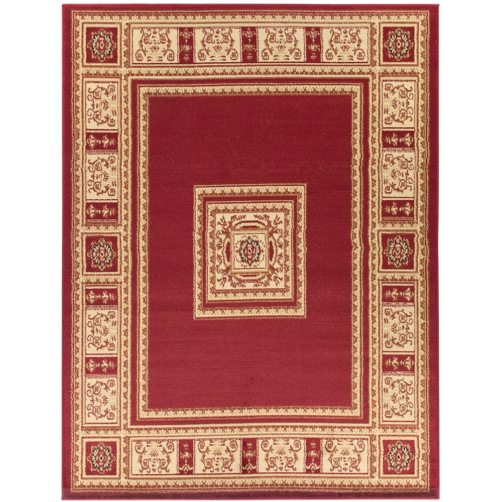 Traditional European Design Dark Red Area Rug (53 X 7)