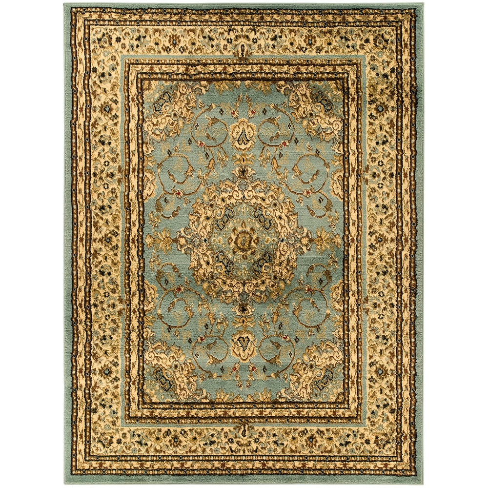 Oriental Medallion Sage Blue Area Rug (53 X 7)