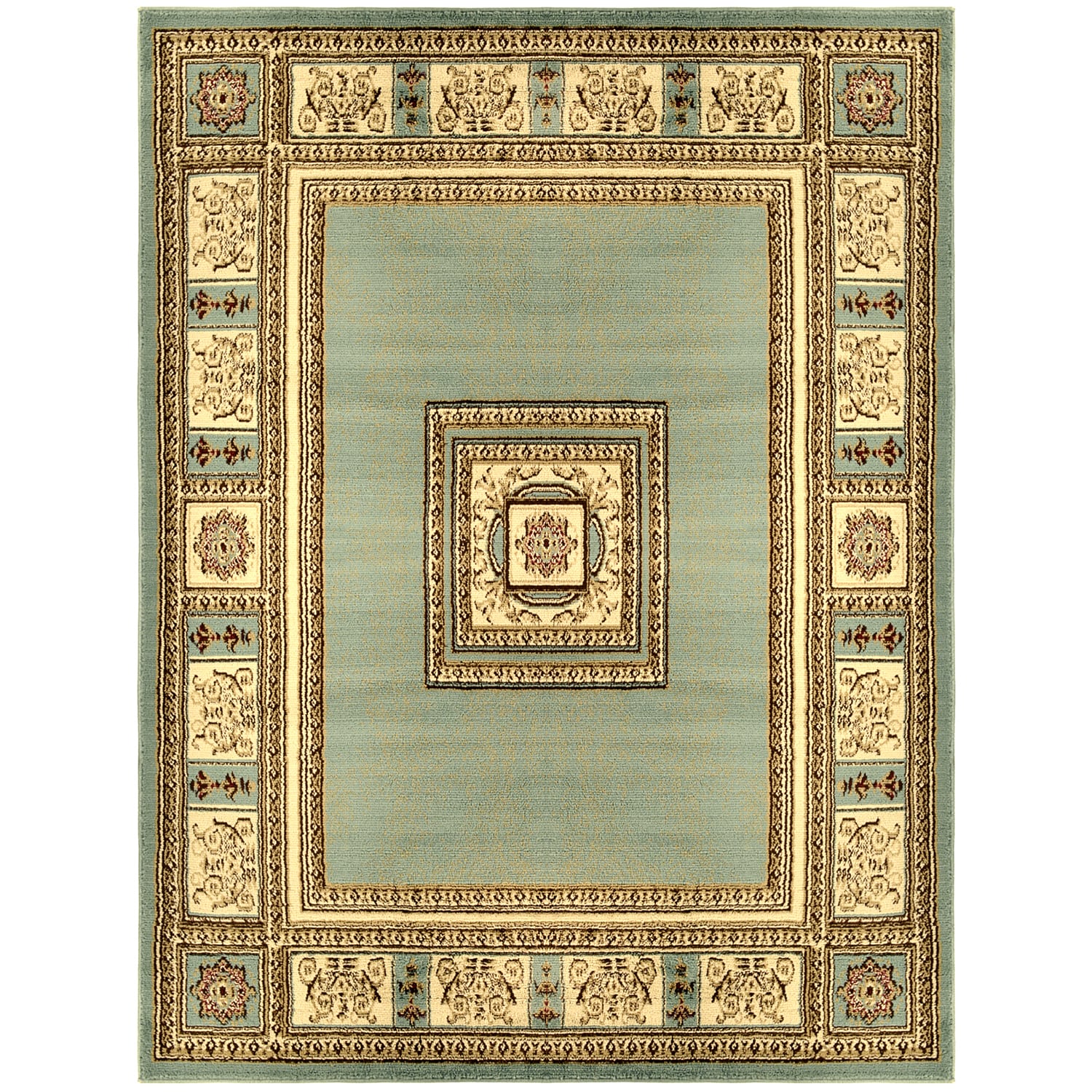 European Border Sage Blue Area Rug (311 X 53)