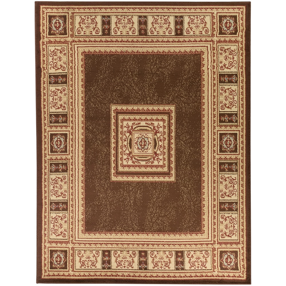 European Border Brown Area Rug (53 X 7)