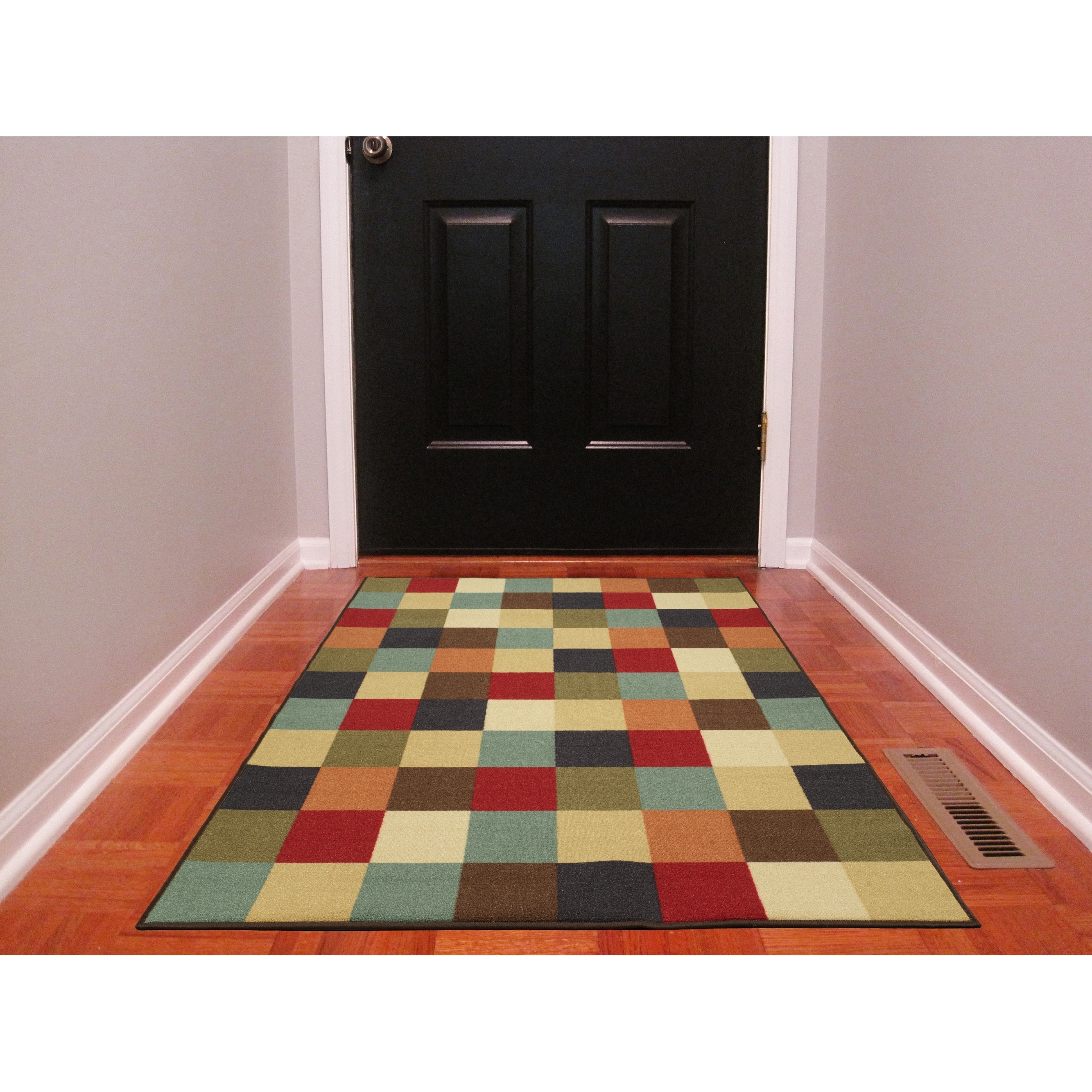 Multicolored Checkered Design Non skid Area Rug (33 X 5)