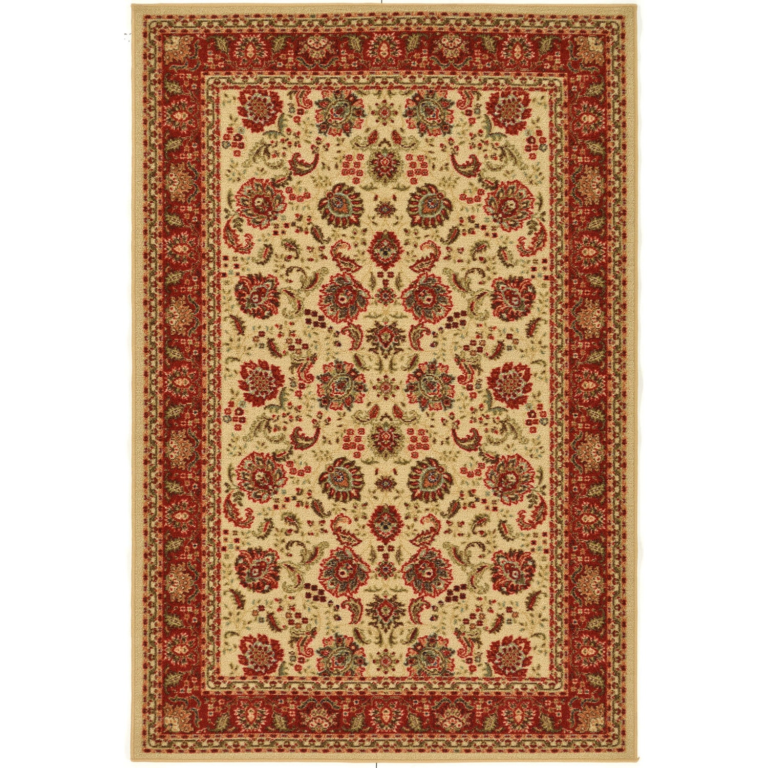 Beige Floral Design Non skid Area Rug (33 X 5)