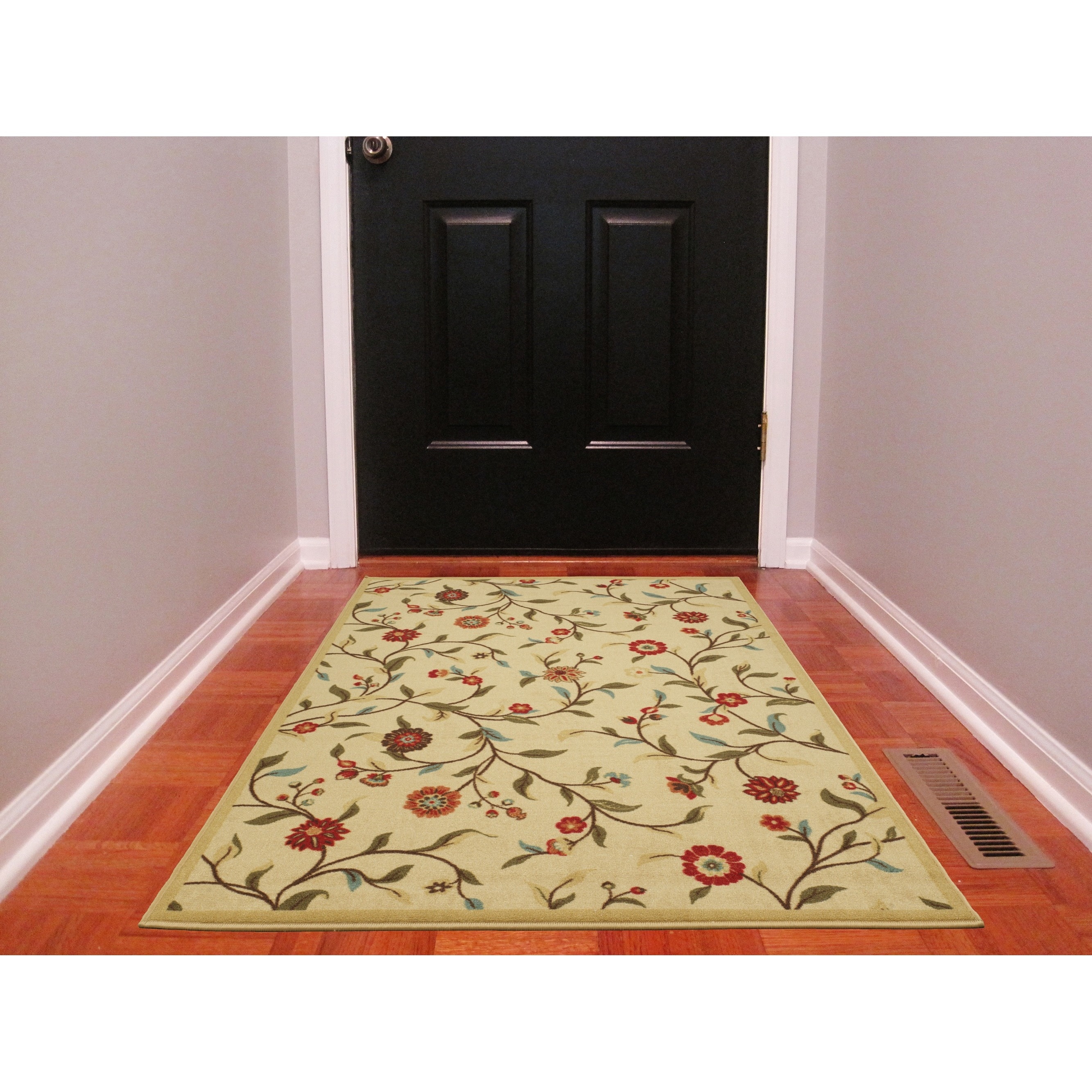 Beige Floral Garden Non skid Area Rug (33 X 5)