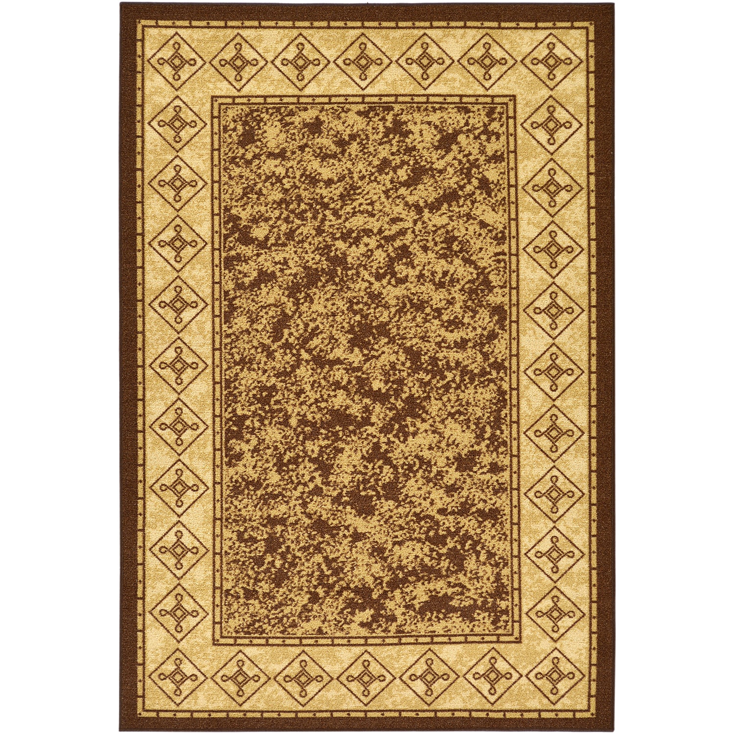 Chocolate Contemporary Bordered Design Non skid Area Rug (50 X 66)