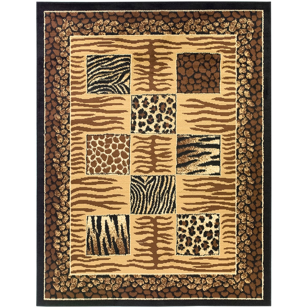 Contemporary Animal Patchwork Design Area Rug (53 X 70)