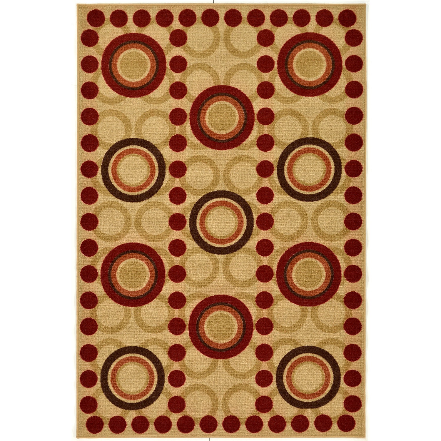 Dark Red Contemporary Circles Design Non skid Area Rug (33 X 5)