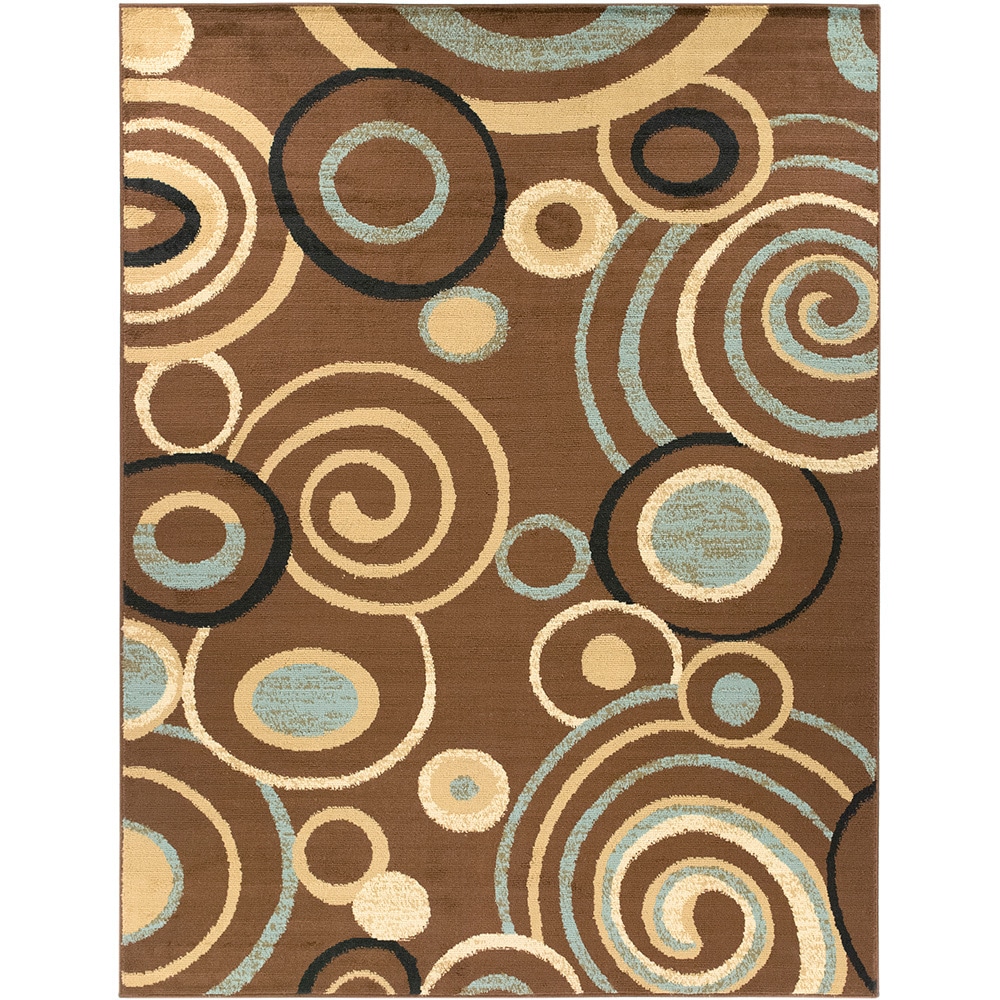 Contemporary Scrolls Design Brown Rug (53 X 7)