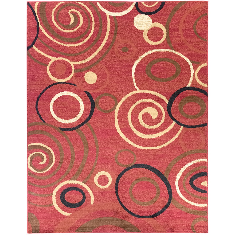 Contemporary Scrolls Design Dark Red Rug (53 X 7)