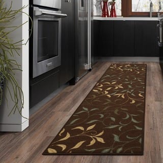 Non Slip Area Rugs Online At Our Best Deals Ottomanson Ottohome Contemporary Leaves Design Modern Area Rug