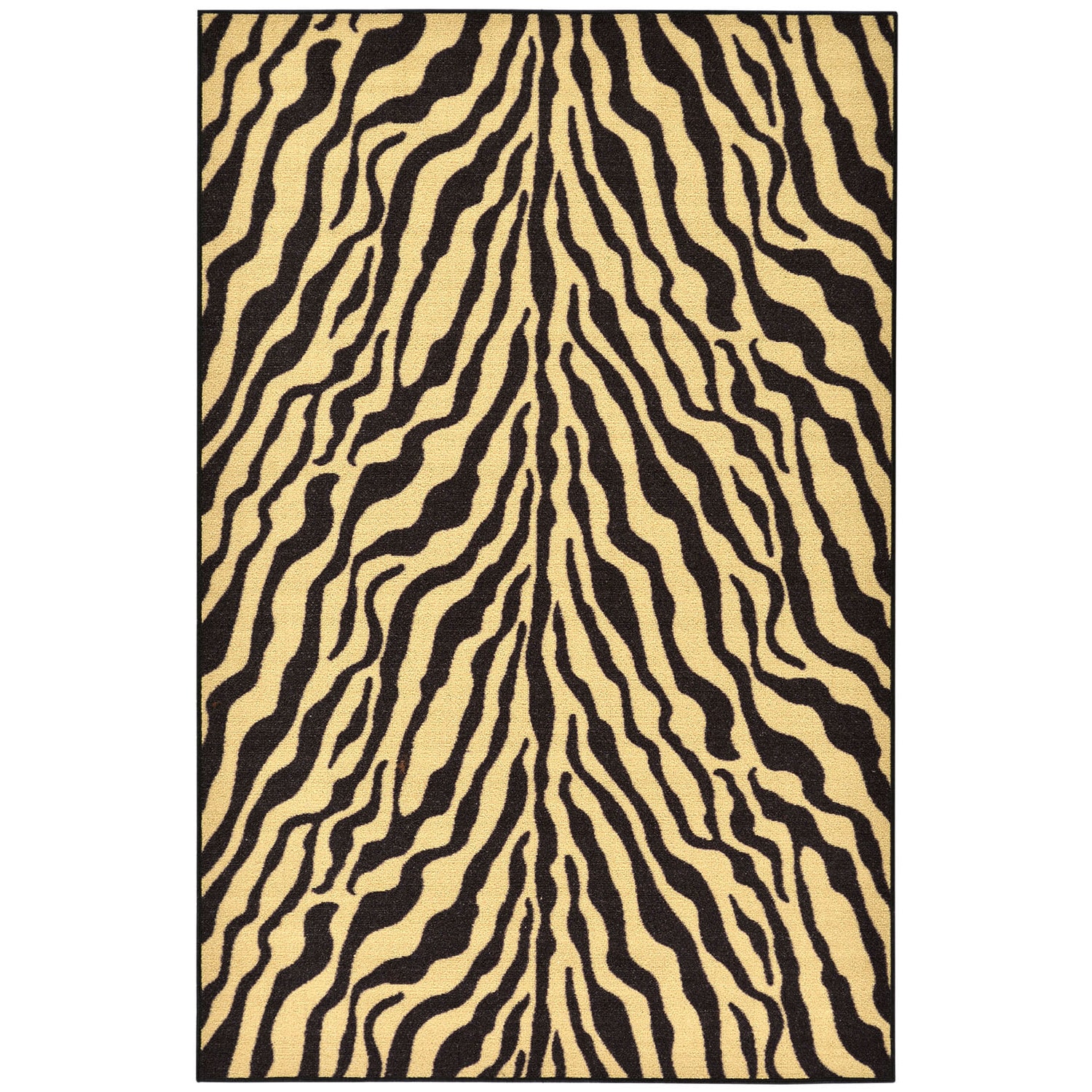 Black/ Beige Animal Print Zebra Design Non skid Area Rug (33 X 5)