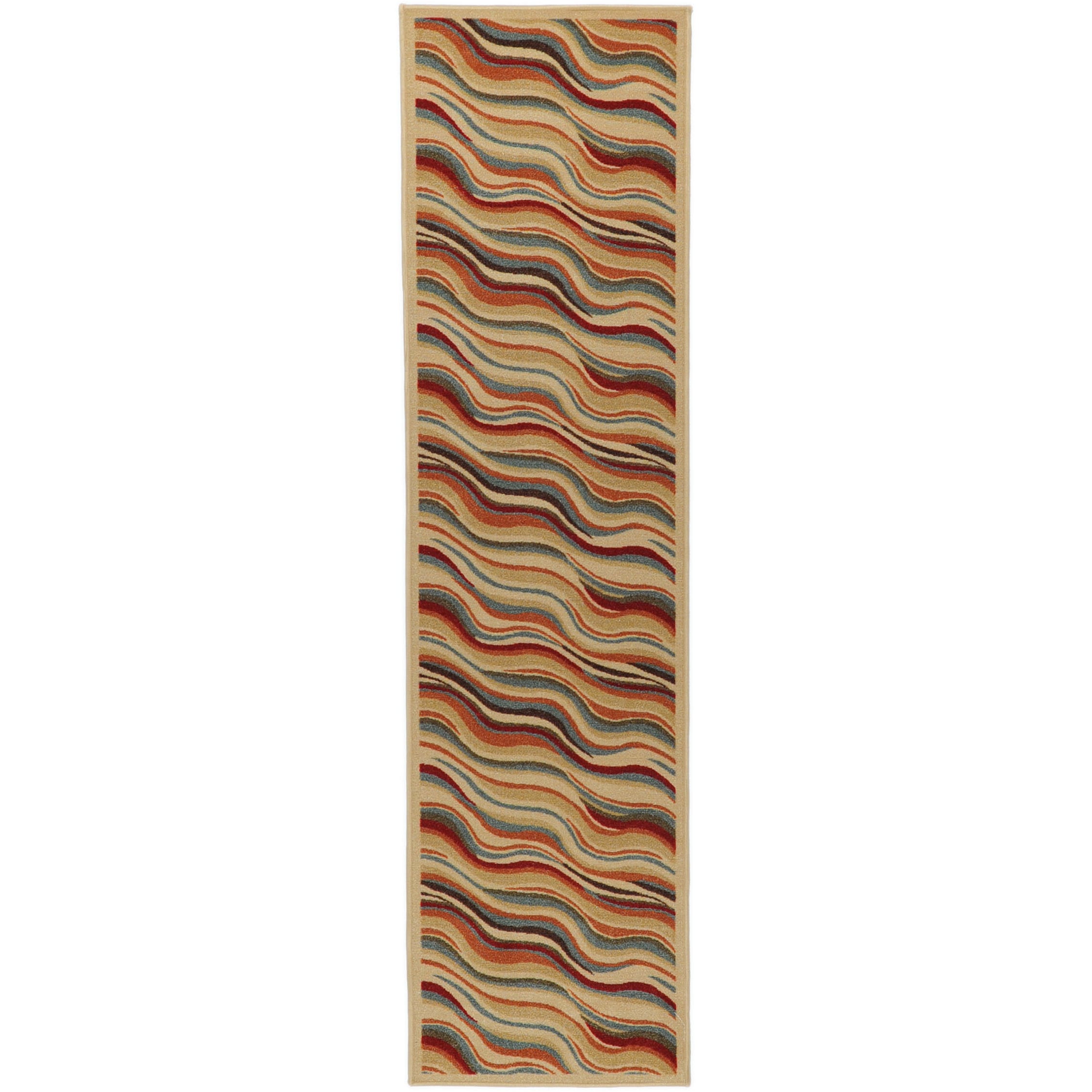 Contemporary Weaves Design Non skid Beige Runner Rug (110 X 7)