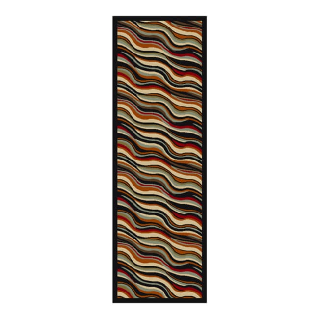 Contemporary Weaves Design Non skid Black Runner Rug (18 X 411)