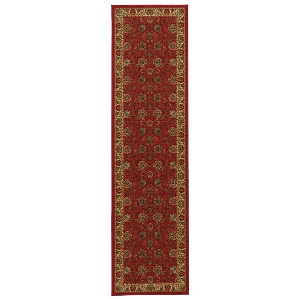 Ottomanson Machine Washable Non-Slip Traditional Red Area Rug for Kitchen,  Bathroom, Entryway Rug