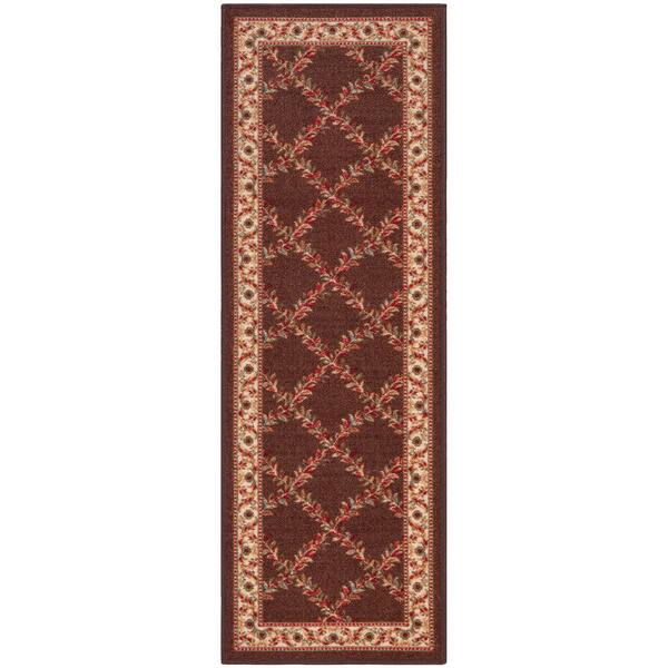 Ottomanson Chocolate Floral Trellis Design Runner Rug (1'10