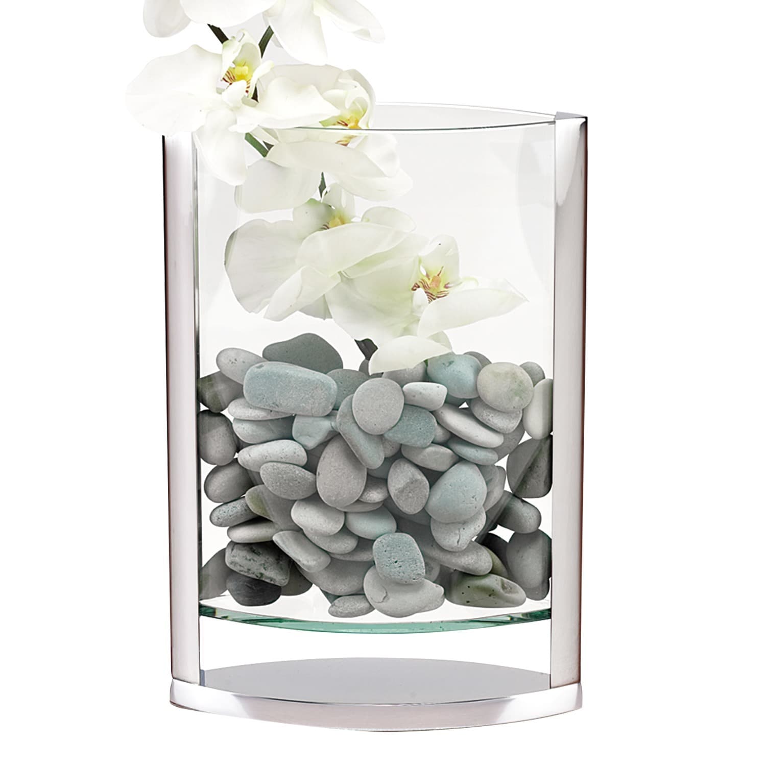 The Donald 14 inch Polished Aluminum And Glass Pocket Vase