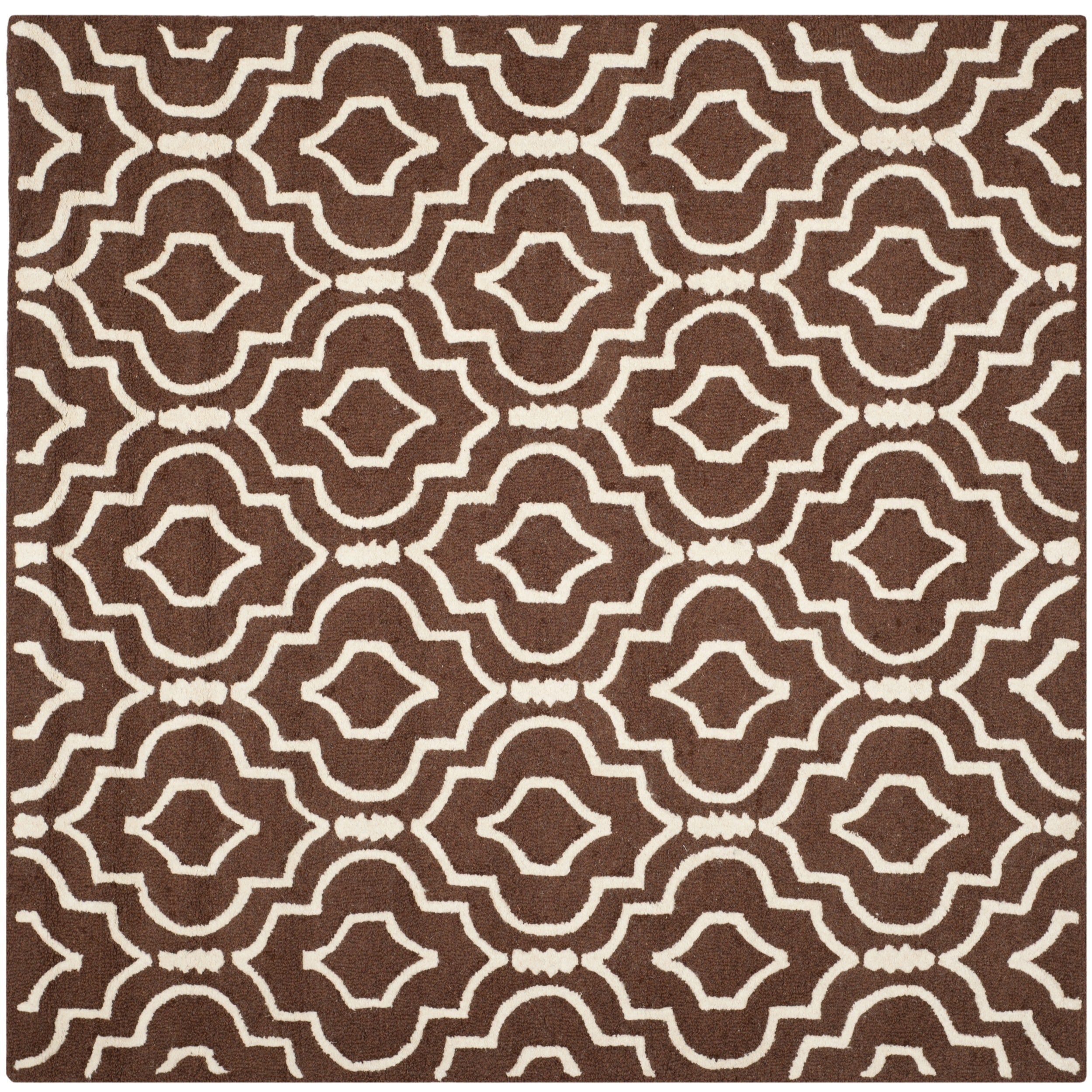 Safavieh Handmade Moroccan Cambridge Dark Brown/ Ivory Indoor Wool Rug (6 Square)