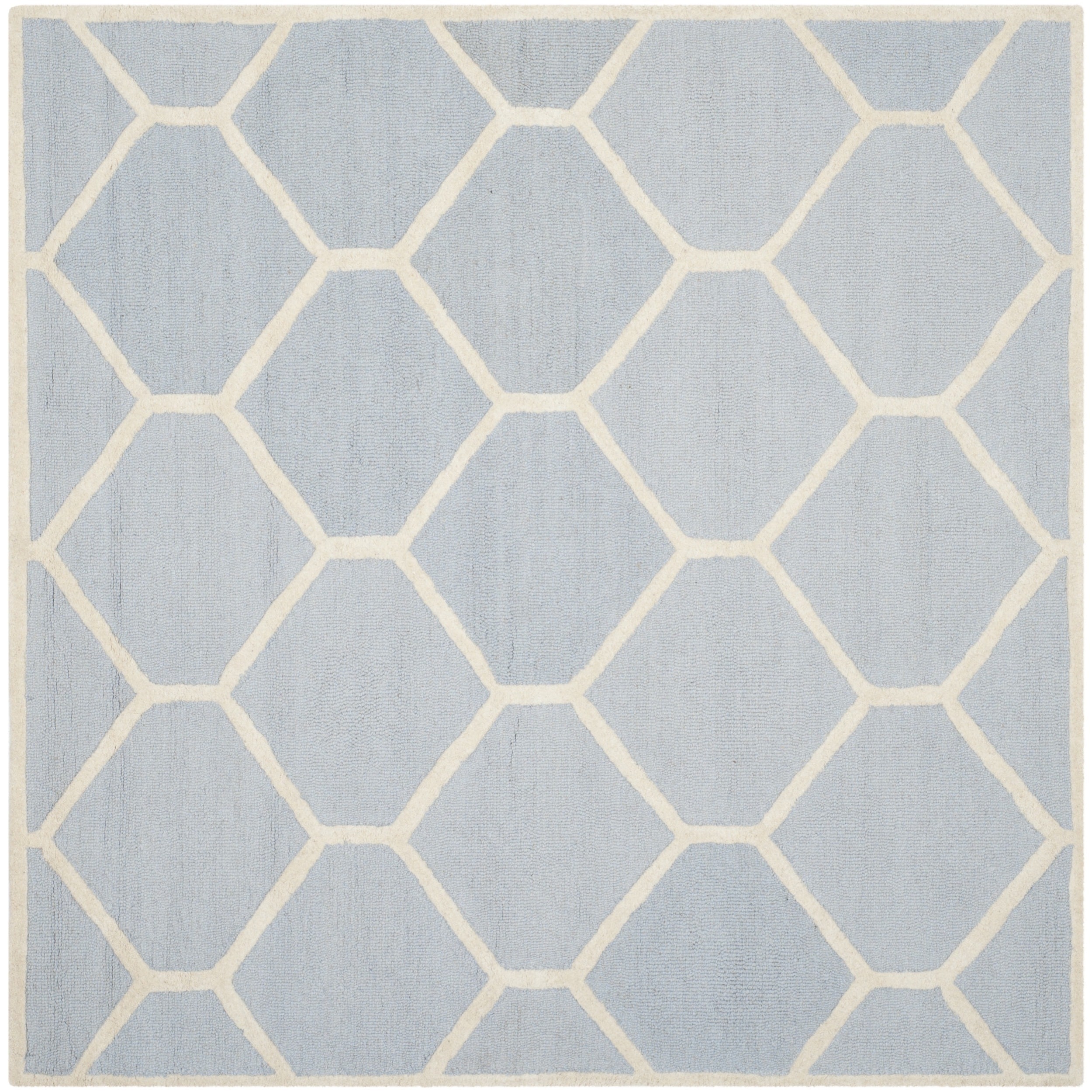 Safavieh Handmade Moroccan Cambridge Light Blue/ Ivory Geometric pattern Wool Rug (6 Square)