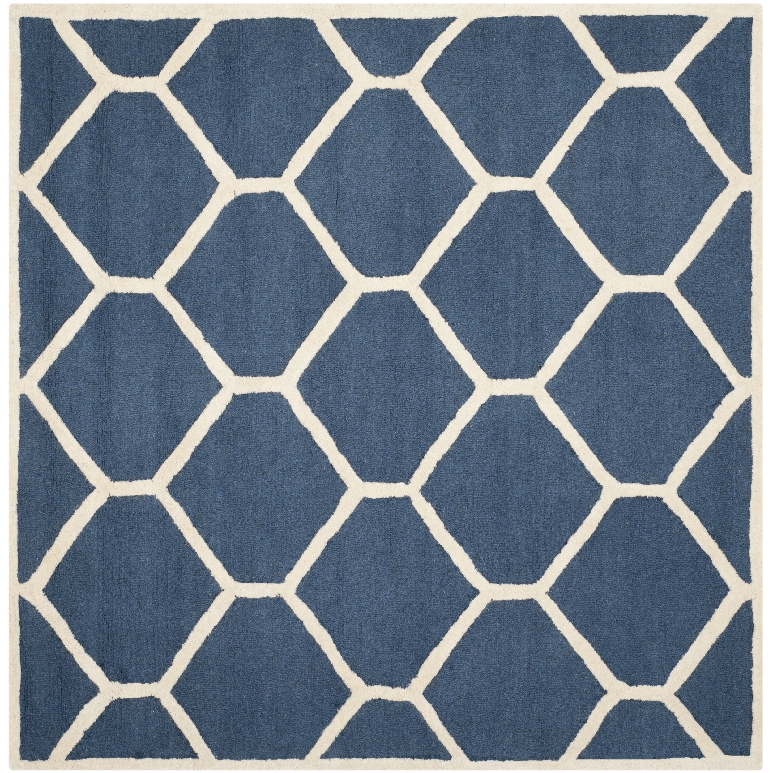 Safavieh Handmade Moroccan Cambridge Navy/ Ivory 100 percent Wool Area Rug (6 Square)