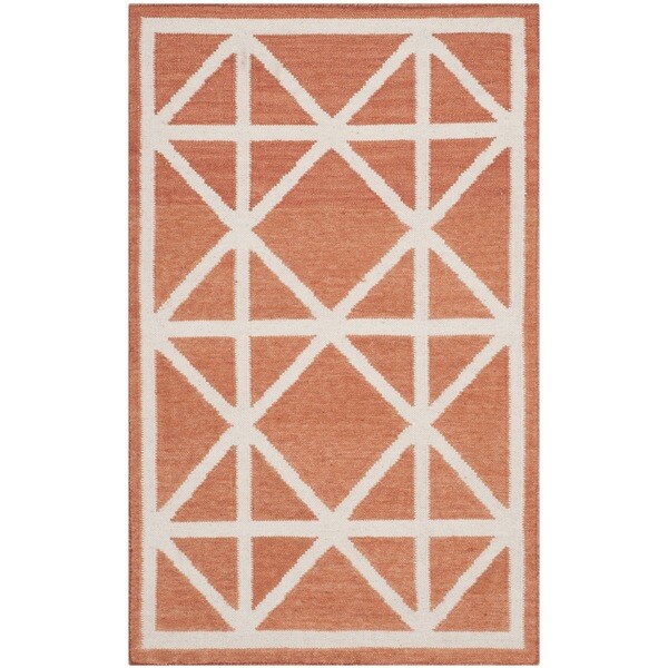 Safavieh Hand-woven Moroccan Reversible Dhurries Red/ Ivory Wool Rug - 2'6 x 4'