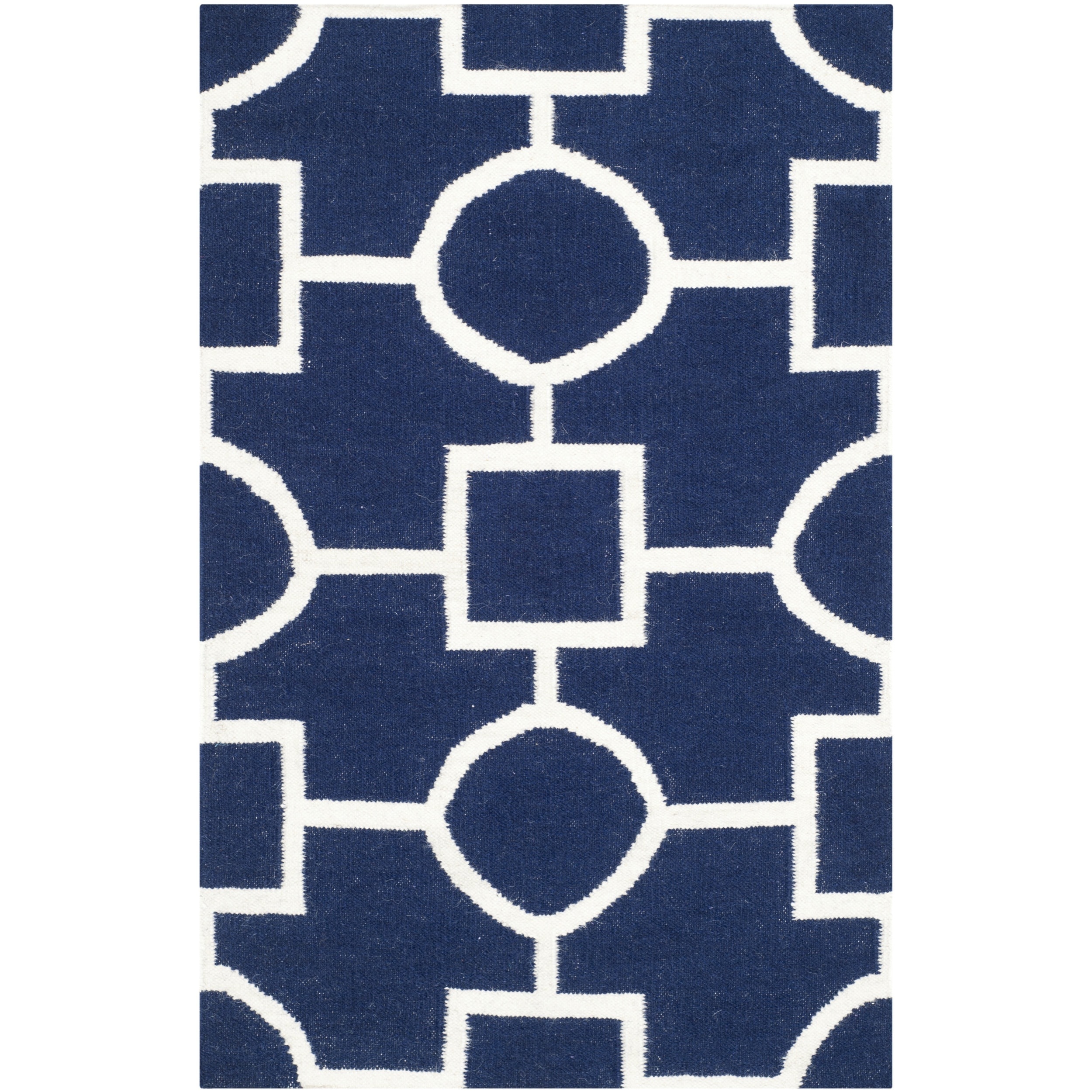 Safavieh Hand woven Moroccan Dhurries Navy/ Ivory Wool Rug (26 X 4)