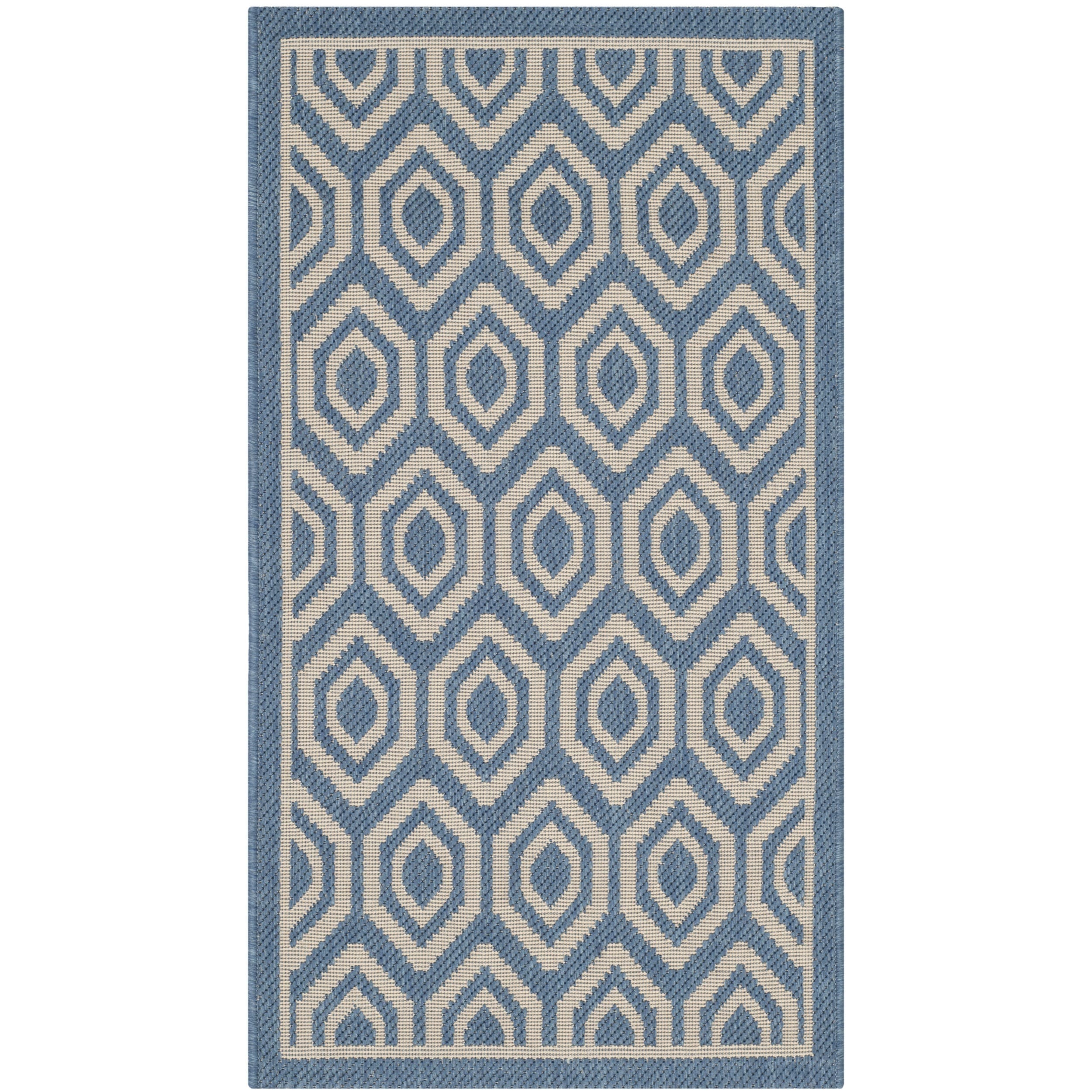 Safavieh Machine made Indoor/ Outdoor Courtyard Blue/ Beige Rug (2 X 37)