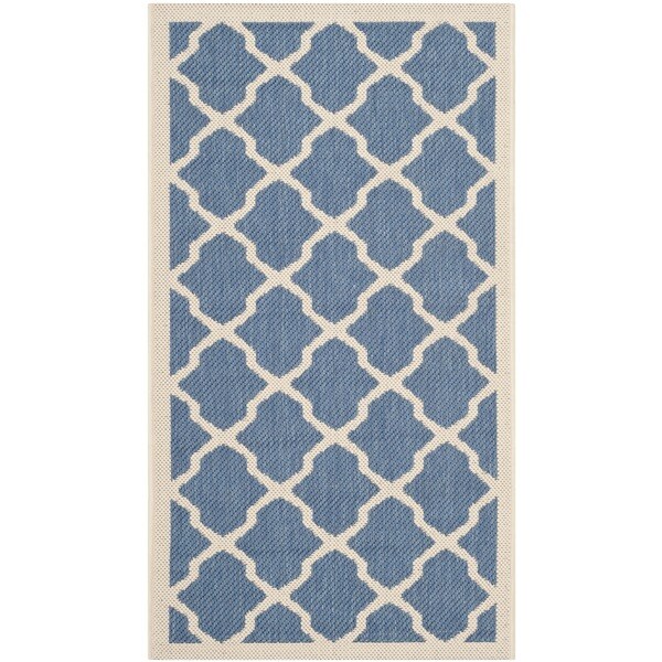 Safavieh Courtyard Moroccan Trellis Blue/ Beige Indoor/ Outdoor Rug - 2' x 3'7'